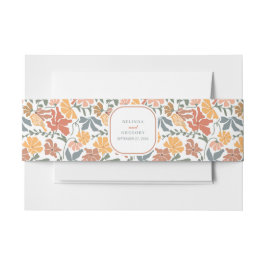 Abstracte Bloemen & Vogels Mid Century Modern Wedd Uitnodigingen Wikkel