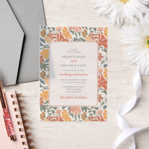 Abstracte Bloemen & Vogels Mid Century Modern Wedd Vellum Uitnodigingen