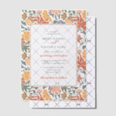 Abstracte Bloemen & Vogels Mid Century Modern Wedd Vellum Uitnodigingen (Offset (Uitnodiging))