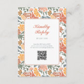 Abstracte Bloemen & Vogels Mid Century Moderne Tro Informatiekaartje (Voorkant)