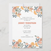 Abstracte Bloemen & Vogels Mid Century Verjaardags Kaart (Voorkant)