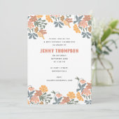 Abstracte Bloemen & Vogels Mid Century Verjaardags Kaart (Staand voorkant)