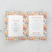 Abstracte Bloemen & Vogels Wedding Order of Servic Programma (Binnen)