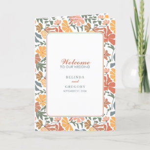 Abstracte Bloemen & Vogels Wedding Order of Servic Programma