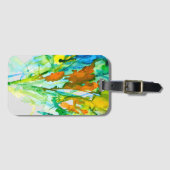 Abstracte bloemen waterverf bagagelabel (Voorkant (horizontaal))