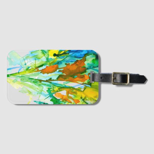 Abstracte bloemen waterverf bagagelabel (Voorkant (horizontaal))