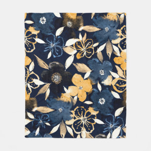 Abstracte bloemen: Waterverf Herhalingspatroon Fleece Deken