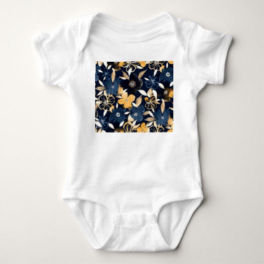 Abstracte bloemen: Waterverf Herhalingspatroon Romper (Voorkant)
