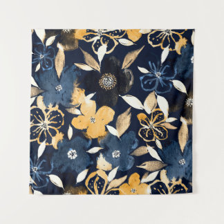 Abstracte bloemen: Waterverf Herhalingspatroon Wandkleed