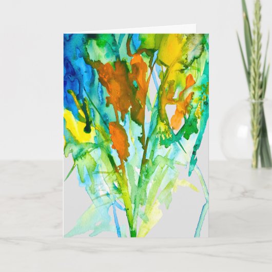 Abstracte bloemen waterverf kaart (Voorkant)