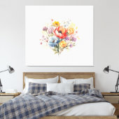 Abstracte Bloemen Waterverf Kleurrijk Boeket Canvas Afdruk (Insitu (Slaapkamer))