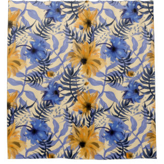 Abstracte Bloemen: Waterverf Modern Pattern Douchegordijn