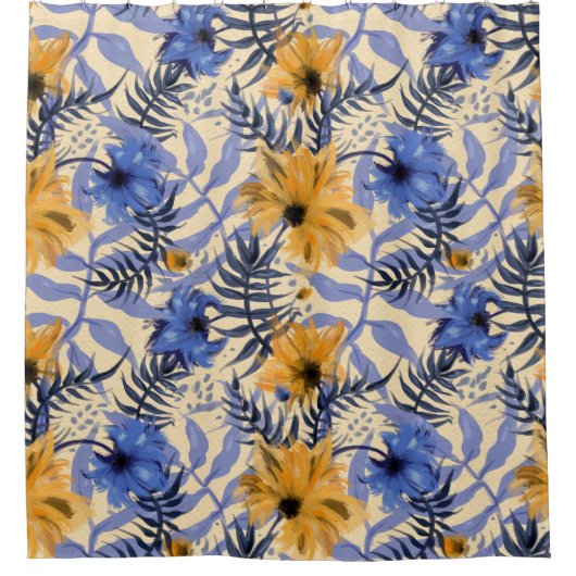 Abstracte Bloemen: Waterverf Modern Pattern Douchegordijn (Voorkant)