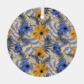 Abstracte Bloemen: Waterverf Modern Pattern Glas Ornament (Achterkant)