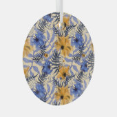 Abstracte Bloemen: Waterverf Modern Pattern Glas Ornament (Voorkant Rechts)