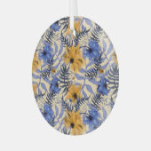 Abstracte Bloemen: Waterverf Modern Pattern Glas Ornament (Voorkant links)