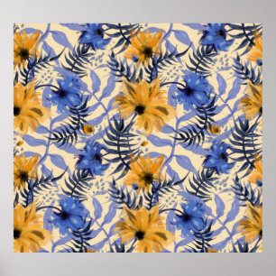 Abstracte Bloemen: Waterverf Modern Pattern Poster