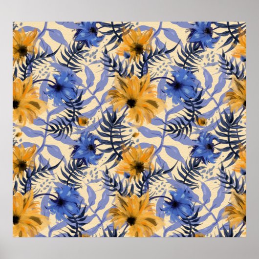 Abstracte Bloemen: Waterverf Modern Pattern Poster (Voorkant)