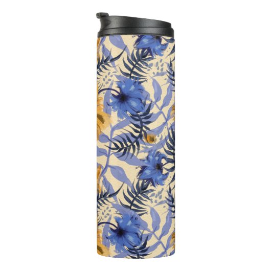 Abstracte Bloemen: Waterverf Modern Pattern Thermosbeker (Geroteerd rechts)