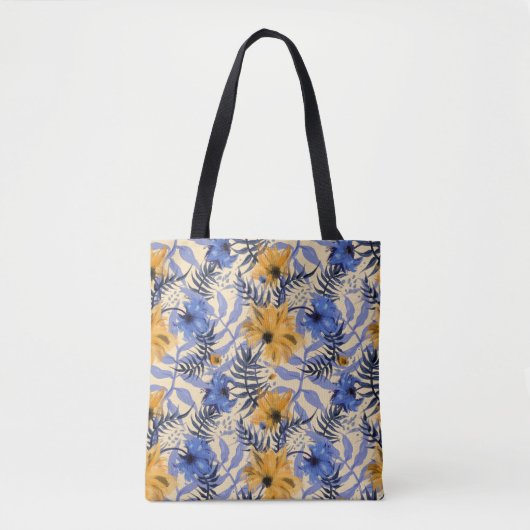 Abstracte Bloemen: Waterverf Modern Pattern Tote Bag (Voorkant)