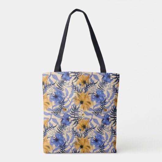 Abstracte Bloemen: Waterverf Modern Pattern Tote Bag (Achterkant)