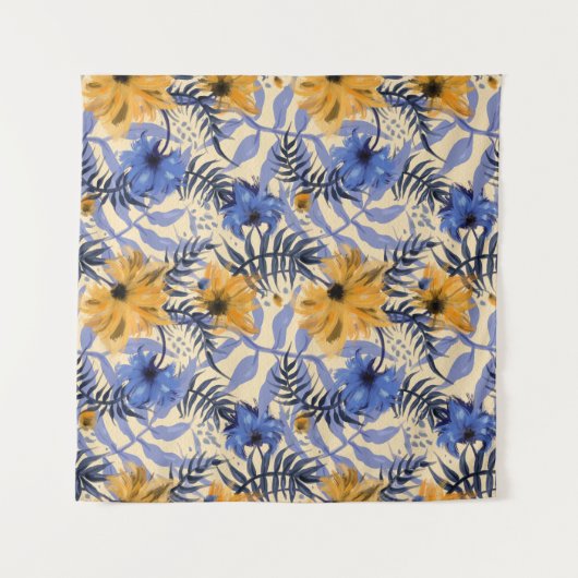 Abstracte Bloemen: Waterverf Modern Pattern Wandkleed (Voorkant (horizontaal))