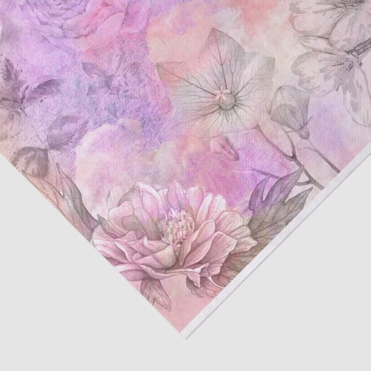  Abstracte Bloemen Waterverf Ontwerp Tissuepapier (Detail)