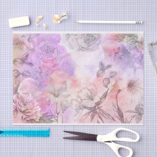 Abstracte Bloemen Waterverf Ontwerp Tissuepapier (Craft)