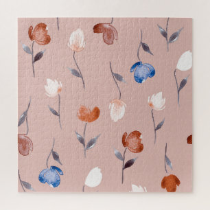 Abstracte Bloemen Waterverf: Pastel naadloos. Legpuzzel