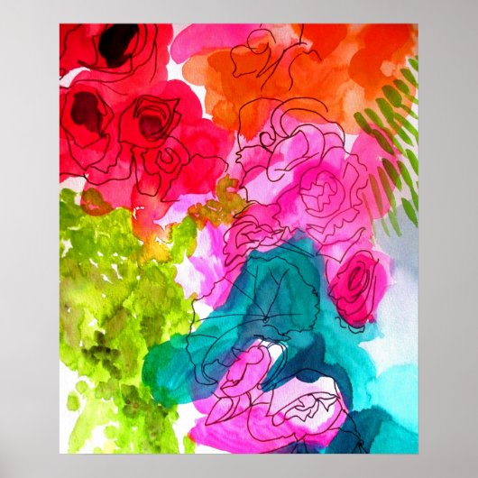 Abstracte bloemen waterverf poster (Voorkant)