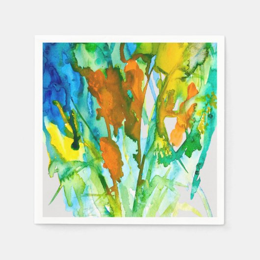 Abstracte bloemen waterverf servet (Voorkant)