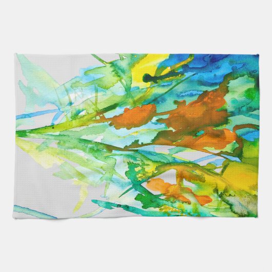 Abstracte bloemen waterverf theedoek (Horizontaal)