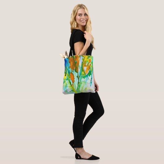 Abstracte bloemen waterverf tote bag (Op model)