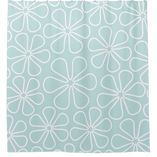 Abstracte bloemen wit op Euck Blue Douchegordijn (Voorkant)