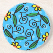 Abstracte bloemen zandsteen onderzetter (Voorkant)