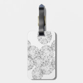 Abstracte bloemen, zwart en wit bagagelabel (Achterkant verticaal)