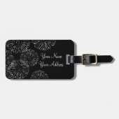 Abstracte bloemen, zwart en wit bagagelabel (Voorkant horizontaal)