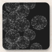 Abstracte bloemen, zwart en wit bier onderzetter (Voorkant)