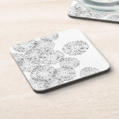 Abstracte bloemen, zwart en wit bier onderzetter (Linkerzijde)