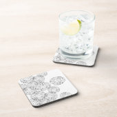 Abstracte bloemen, zwart en wit bier onderzetter (Rechterzijde)