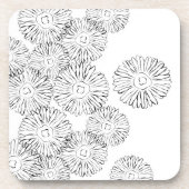 Abstracte bloemen, zwart en wit bier onderzetter (Voorkant)