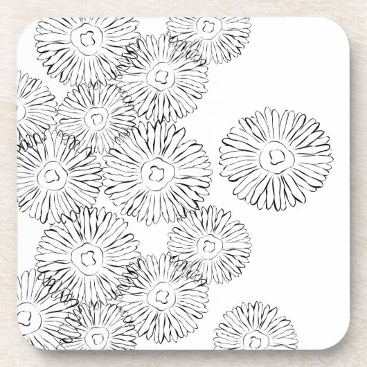 Abstracte bloemen, zwart en wit bier onderzetter (Voorkant)