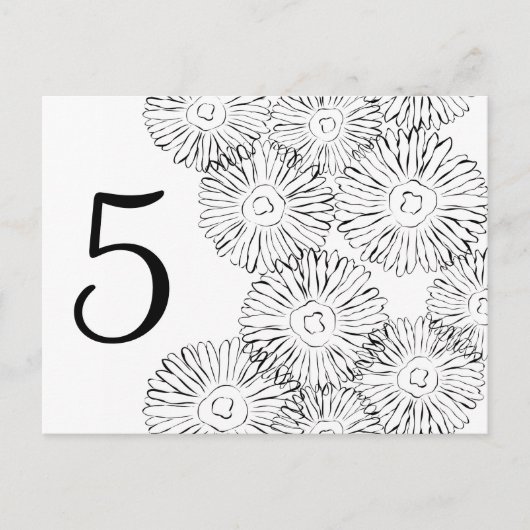 Abstracte bloemen, zwart en wit briefkaart (Voorkant)