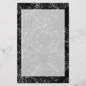 Abstracte bloemen, zwart en wit briefpapier (Voorkant)