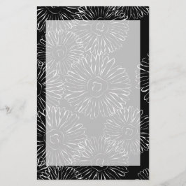 Abstracte bloemen, zwart en wit briefpapier