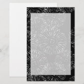 Abstracte bloemen, zwart en wit briefpapier (Voorkant / Achterkant)