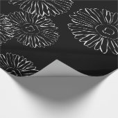 Abstracte bloemen, zwart en wit cadeaupapier (Hoek)