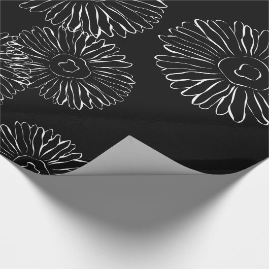 Abstracte bloemen, zwart en wit cadeaupapier (Hoek)