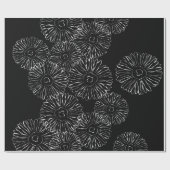 Abstracte bloemen, zwart en wit cadeaupapier (Vlak)
