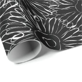 Abstracte bloemen, zwart en wit cadeaupapier (Rol Hoek)